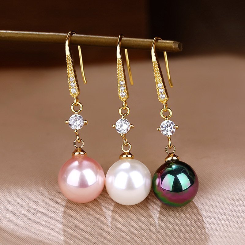 925 Silver Pearl Zircon Butterfly Tassel Earrings Stud Drop Dangle Women Jewelry