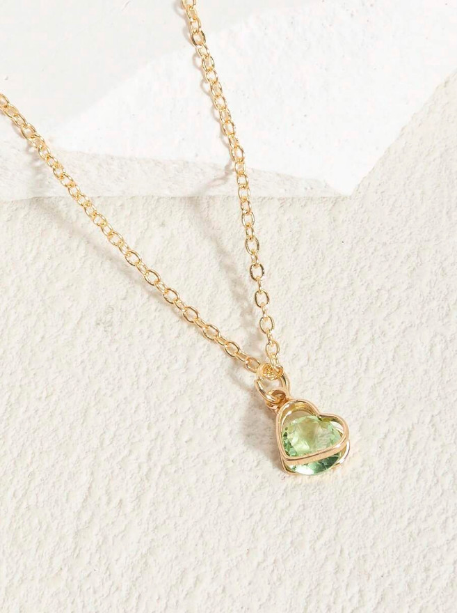 Heart Pendant Women Necklace Jewelry Accessories Water Drop Birthstone Gift USA