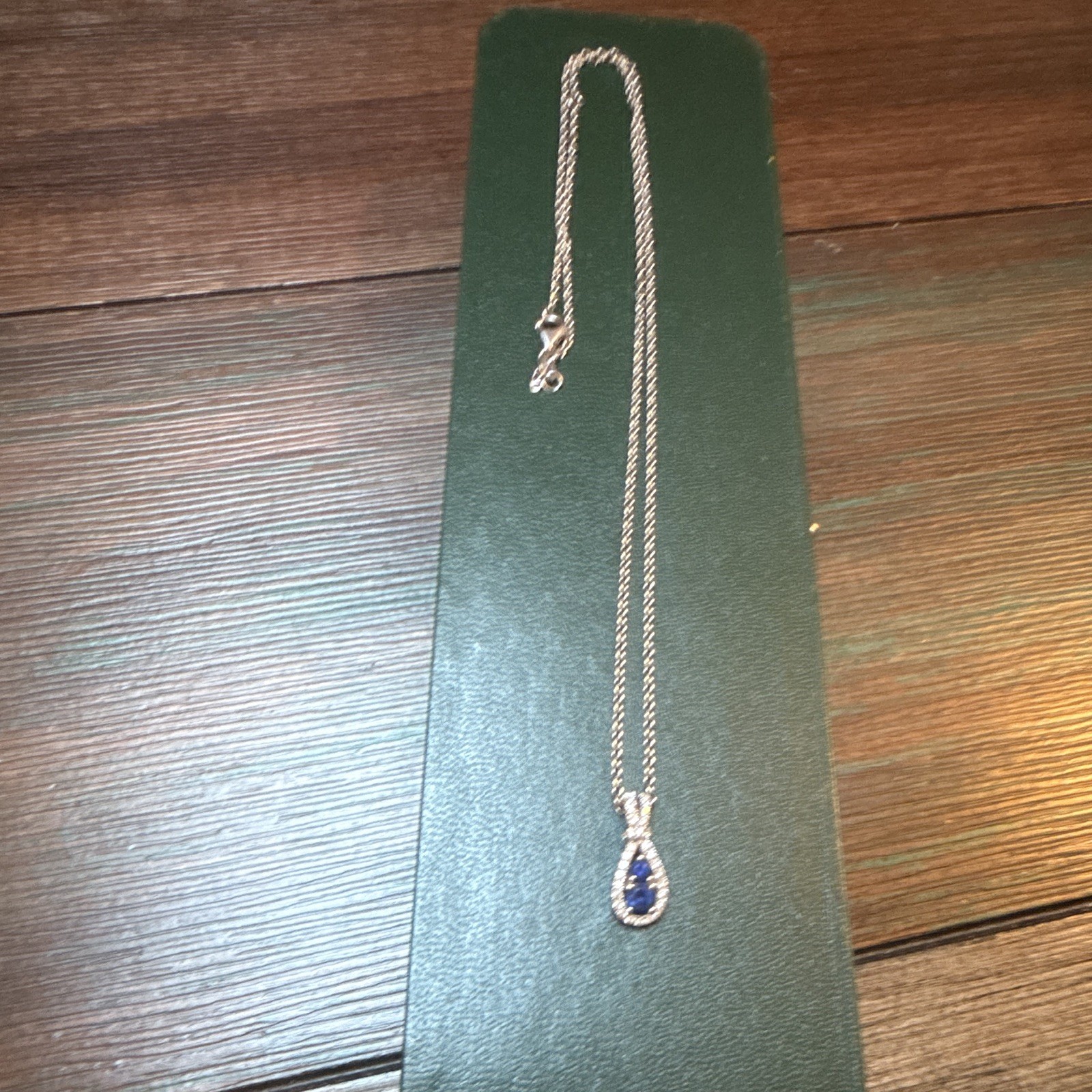 Fana Jewelry Teardrop Sapphire and Diamond Pendant Necklace