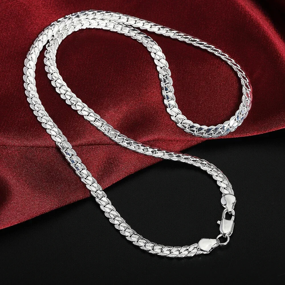 Silver Chain Necklace Solid 925 Sterling .925 Italy Sterling Man & Women Italian