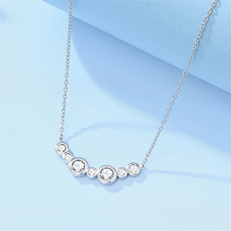 PANDACH Sterling Silver Starry Bubble Necklace Women Pendant Celestial Jewelry