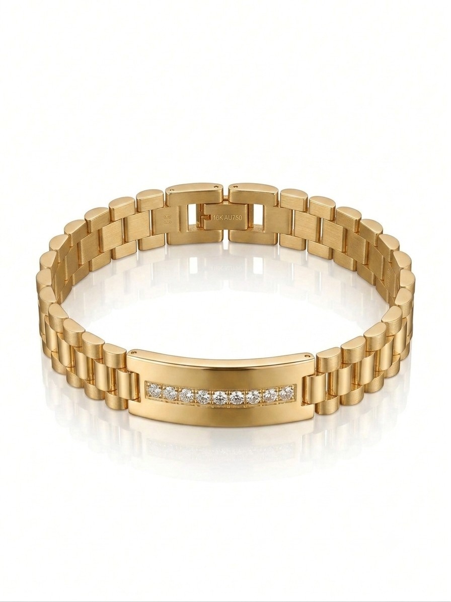 High-End Unisex Stainless Steel & Moissanite Bracelet (8 Inch)