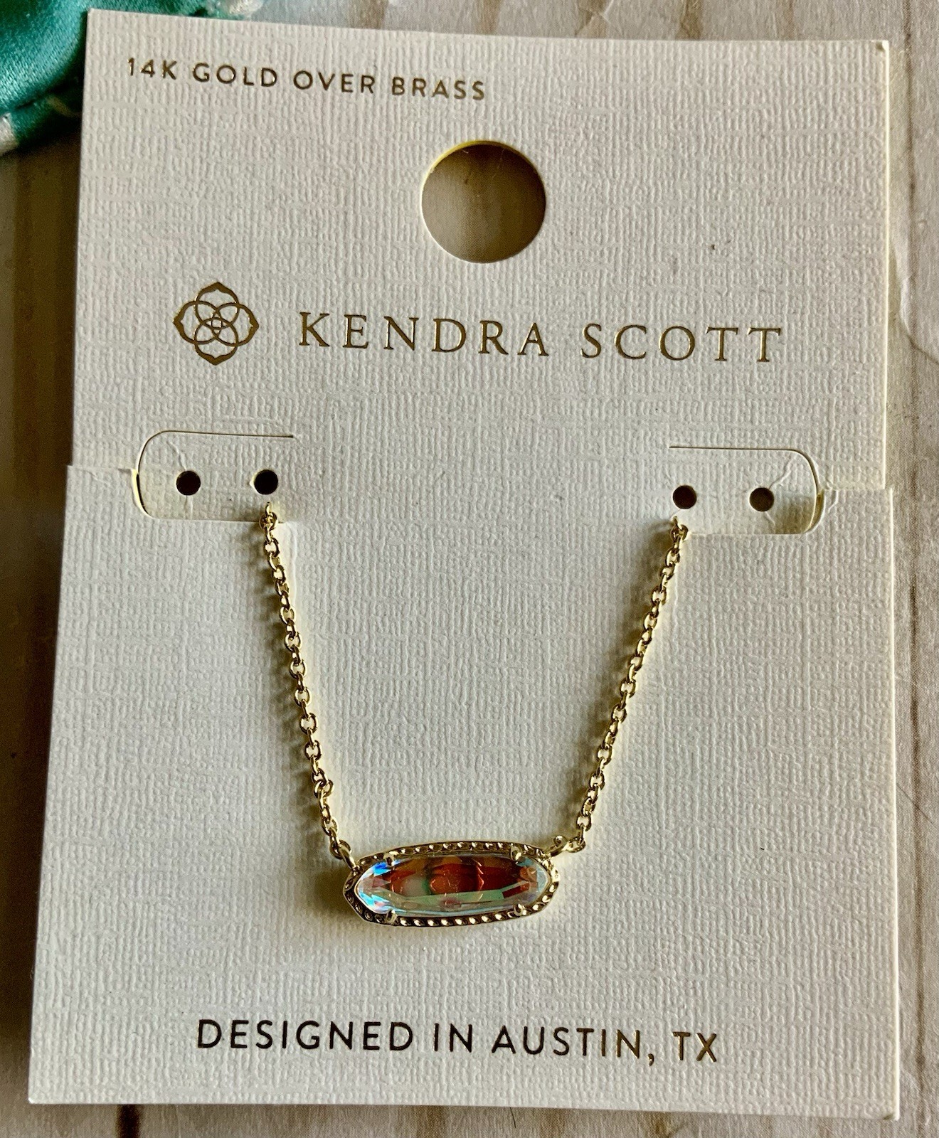 Kendra Scott NWT Emma Crystal AB Gold Necklace & Silver Earrings with Gift Bag