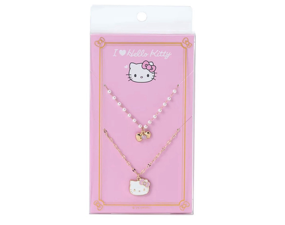 ⚜️🎀Sanrio Hello Kitty I Love Hello Kitty 2-Piece Necklace Set Pink🎀⚜️