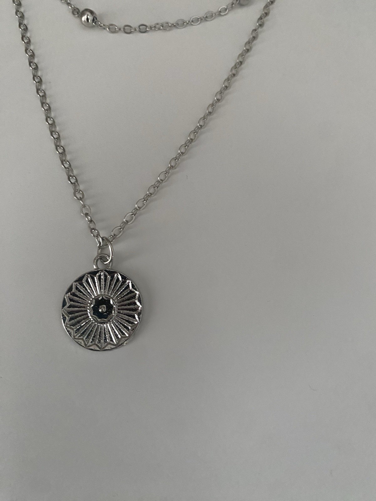 Silver 3 Layer Interlinked Pendent Necklace Choker New