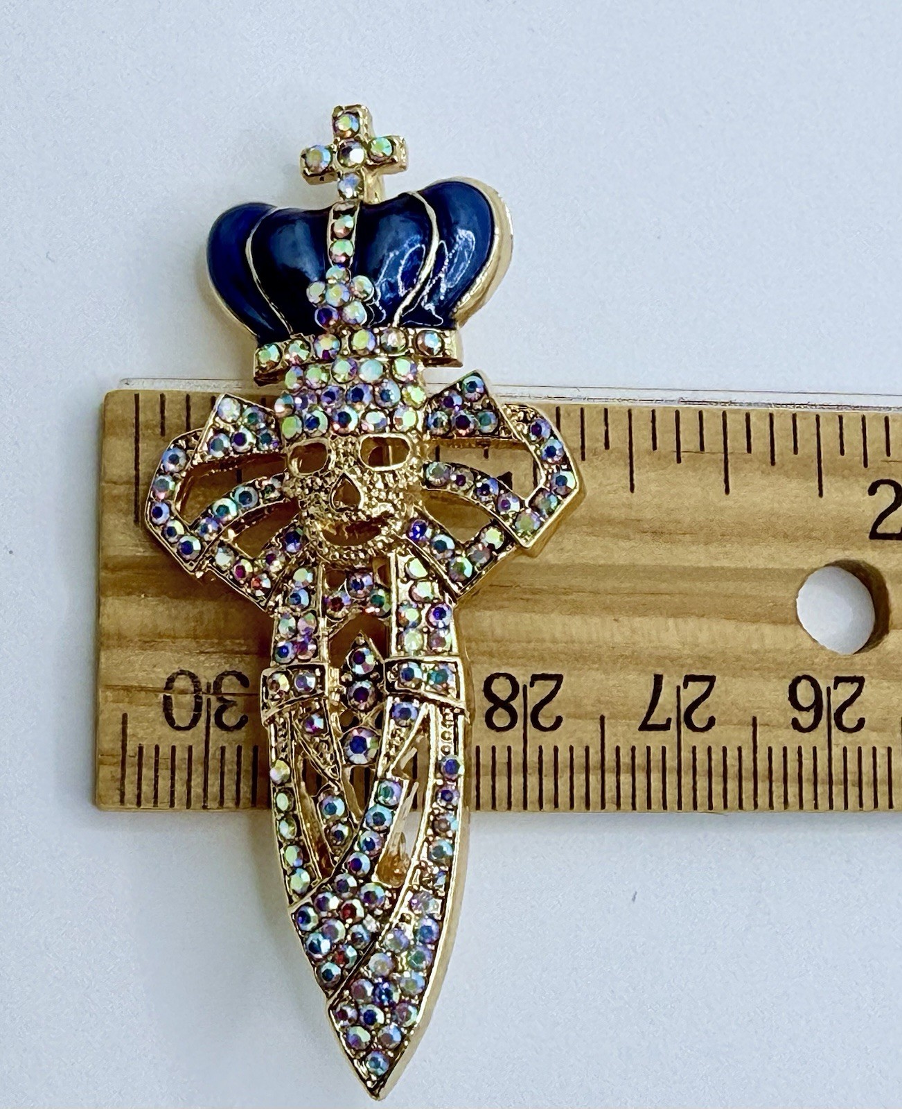Vintage Inspired Skull Dagger Crown Brooch Pin Pendant Gothic