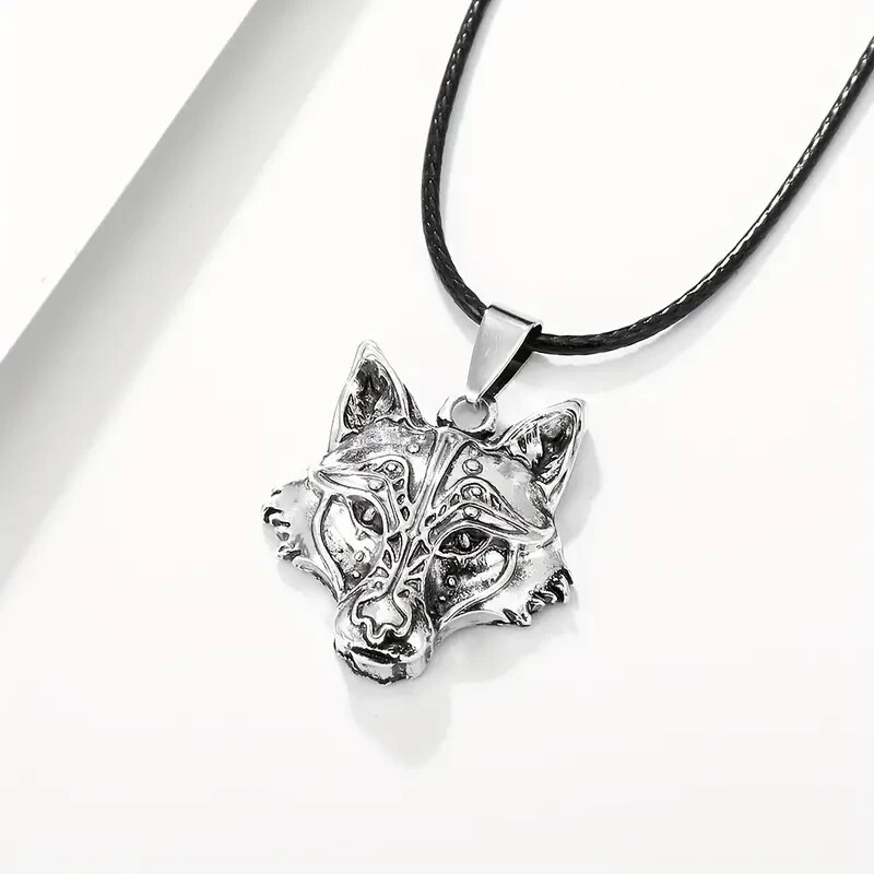 I Am Wolf Head Silver Plated Pendant Necklace Men Women Vintage Gift Fashion New