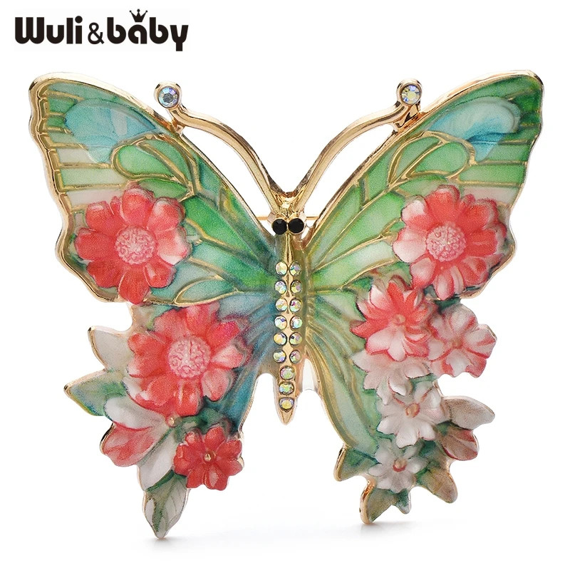 Beautiful Vintage Big Flower Butterfly Insect Brooch 5 Color Wuli&baby For Women