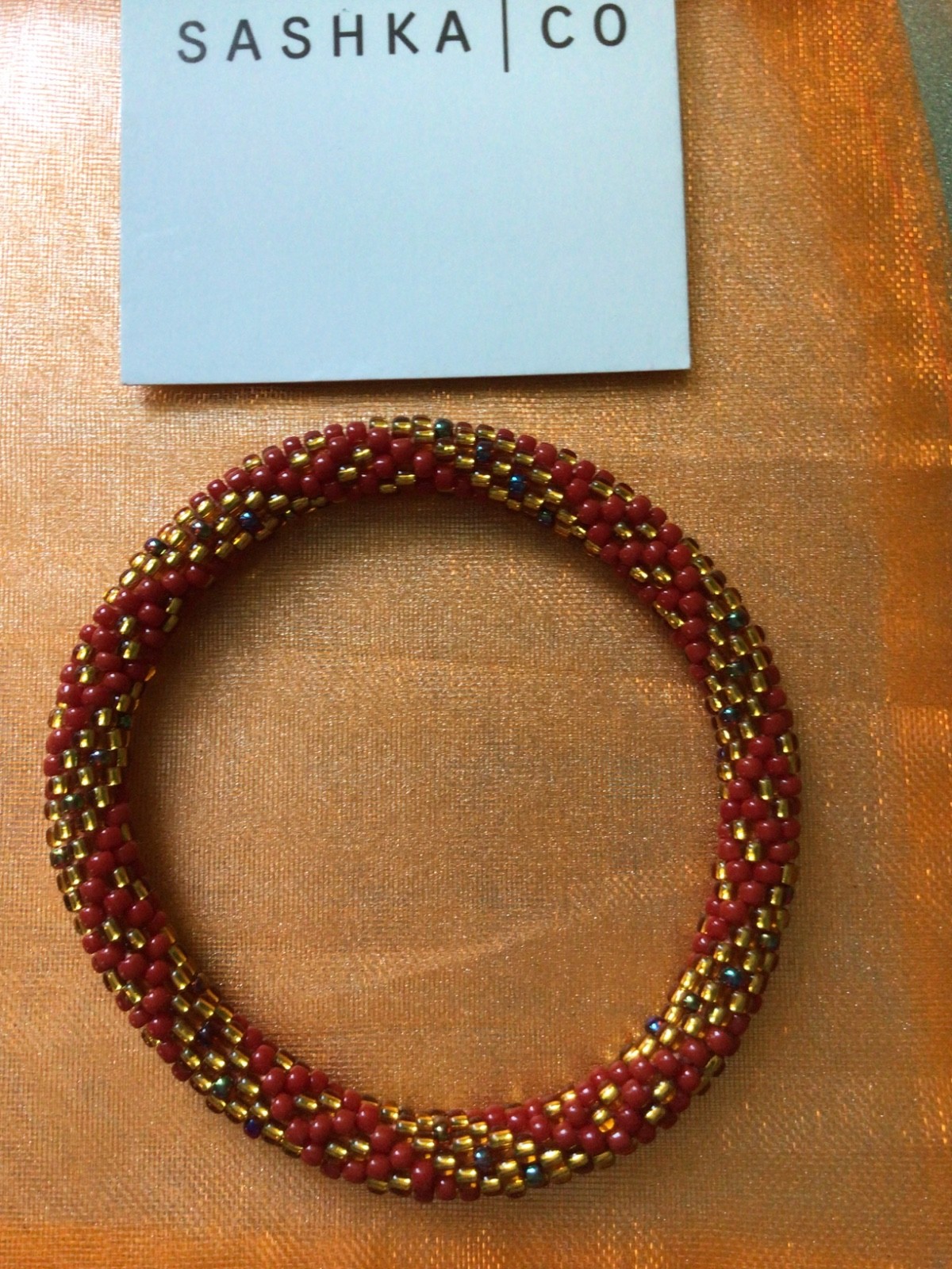 RED & GOLD 7″ ROLL ON SASHKA BRACELETS, 3 PCS