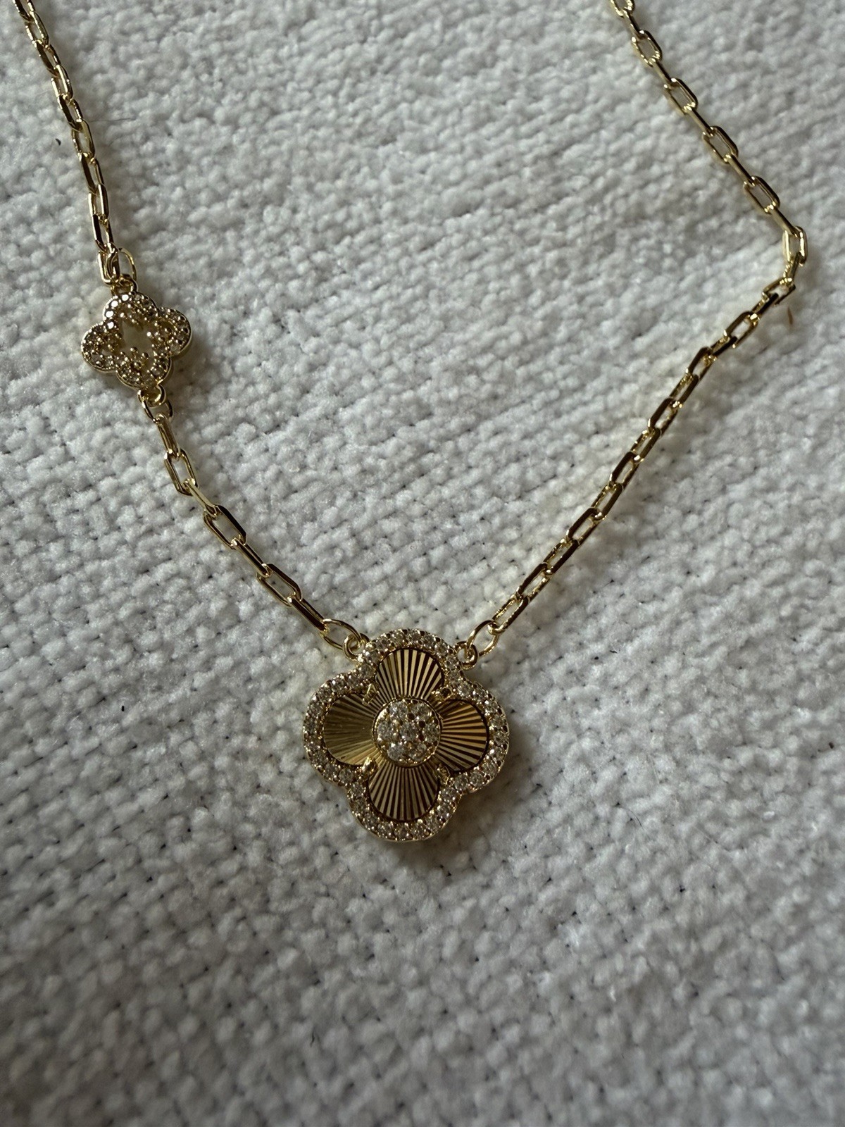16” w 2” Extender; Gold Filled Clover Necklace