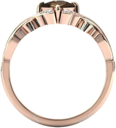 2carat Engagement Ring,Kite Cut Smoky Quartz Gemstone Wedding Ring for Women