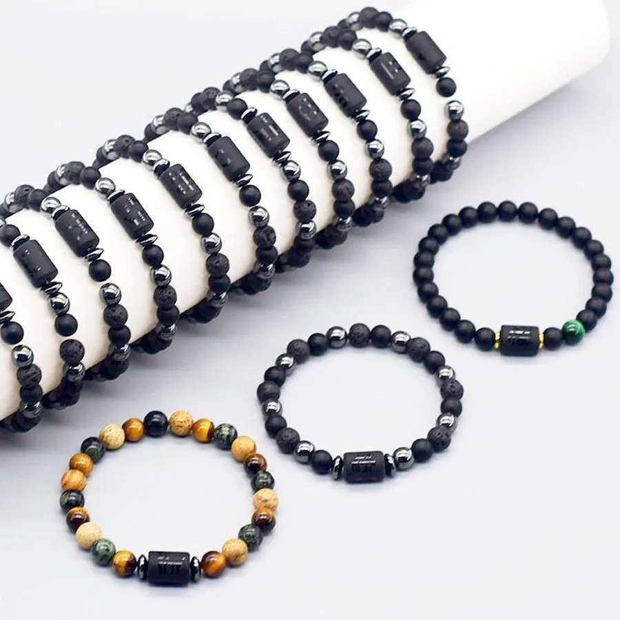 12 Zodiac Sign Bracelet Homme Constellation Bangles Men Leo Libra Bracelet