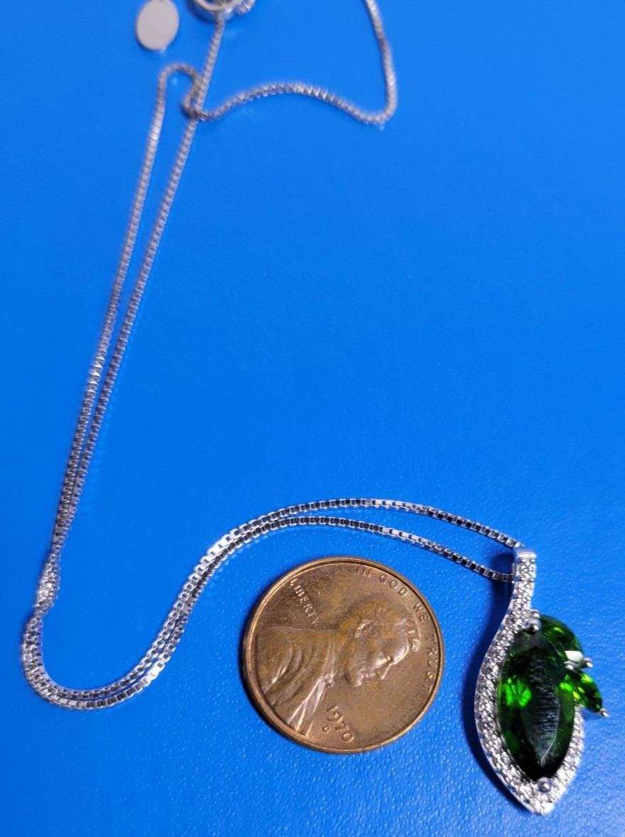 Green Chrome Diopside Rhodium Over Sterling Silver Pendant with Chain