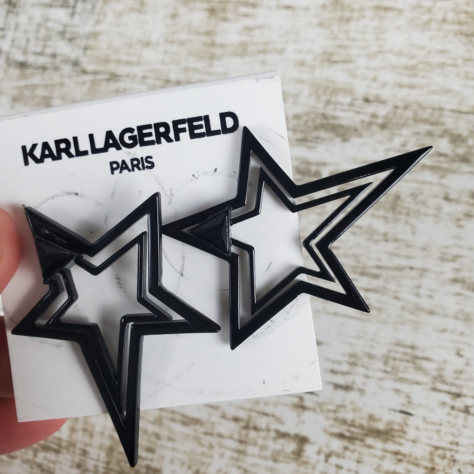 Karl Lagerfeld Paris Black Star Earrings Cutout