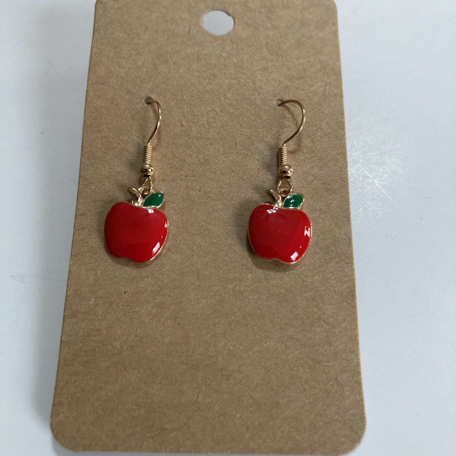 New Fashion Jewelry dangle Earrings Gold Red Apple food pierce teacher gift