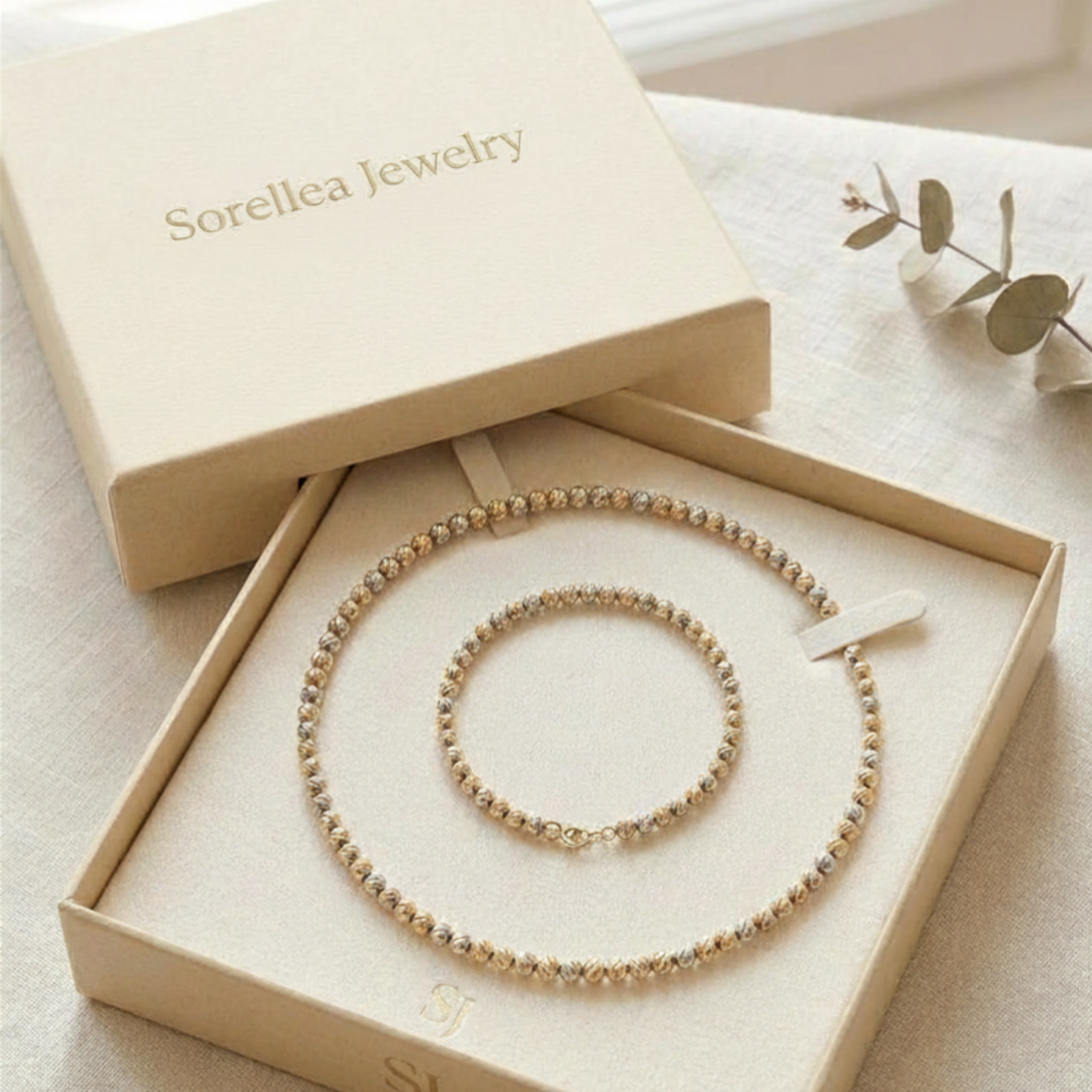 Mixed Metal Necklace Bracelet Set Gold Silver Stainless Steel Gift For Her