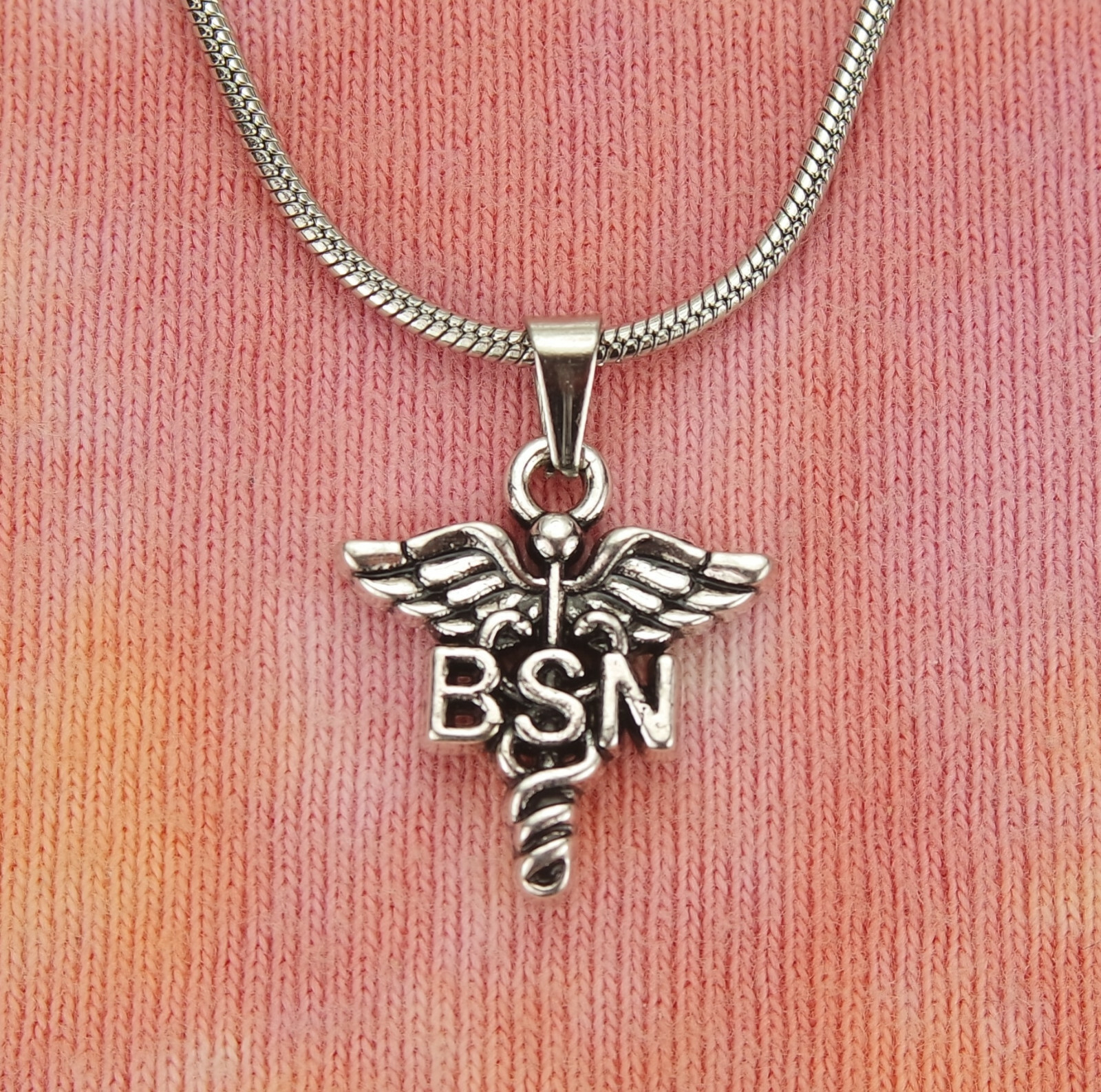 BSN Necklace Bachelor of Science Nursing Caduceus Pre RN Nurse Charm Pendant nb