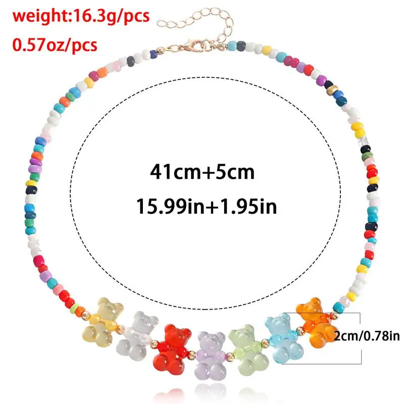 Bohemian Bear Pendant Necklace Bracelet Set for Women Cross-Border Fashion Jewel