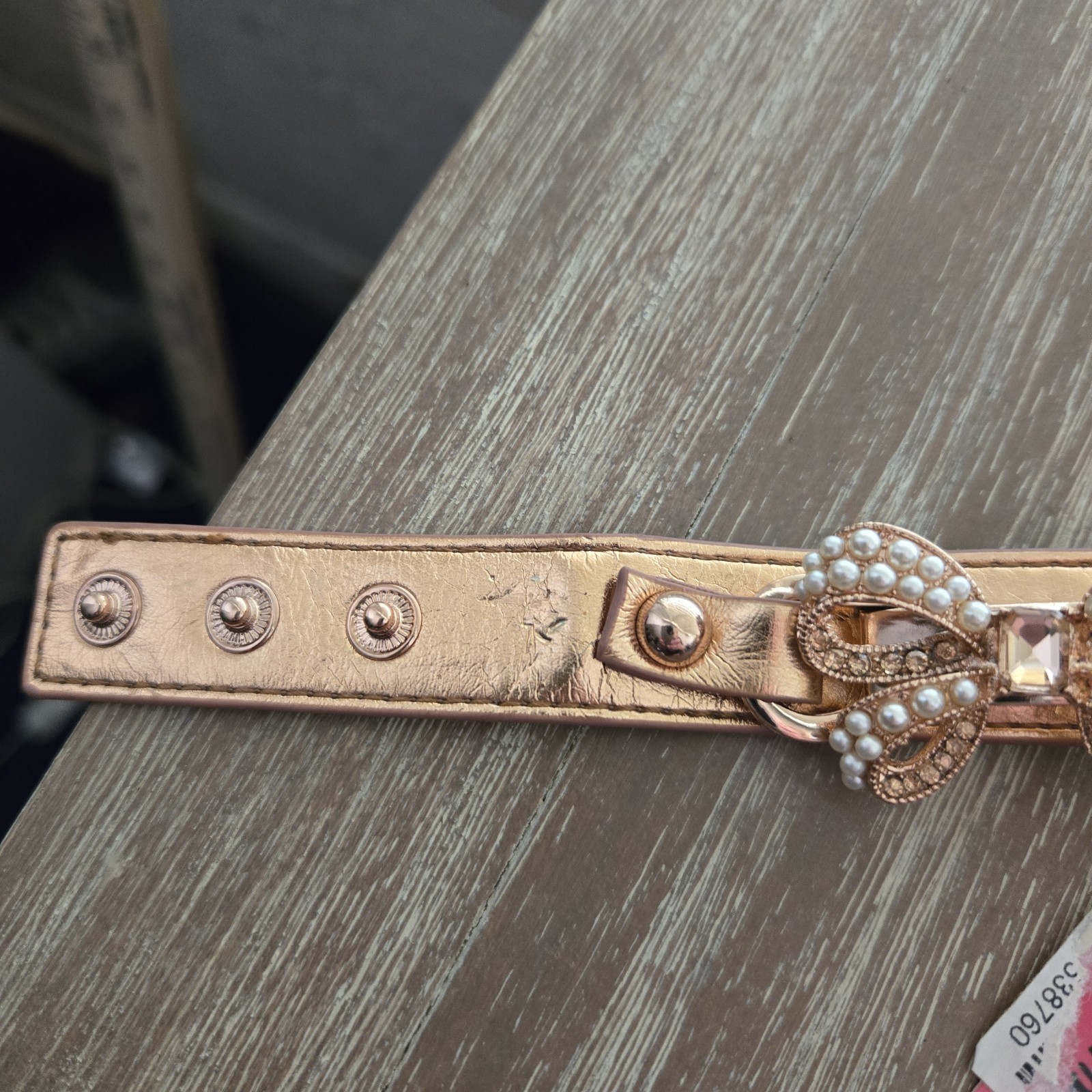 Betsey Johnson Authentic Gold Colored Jeweled Bow Bracelet Adjustable