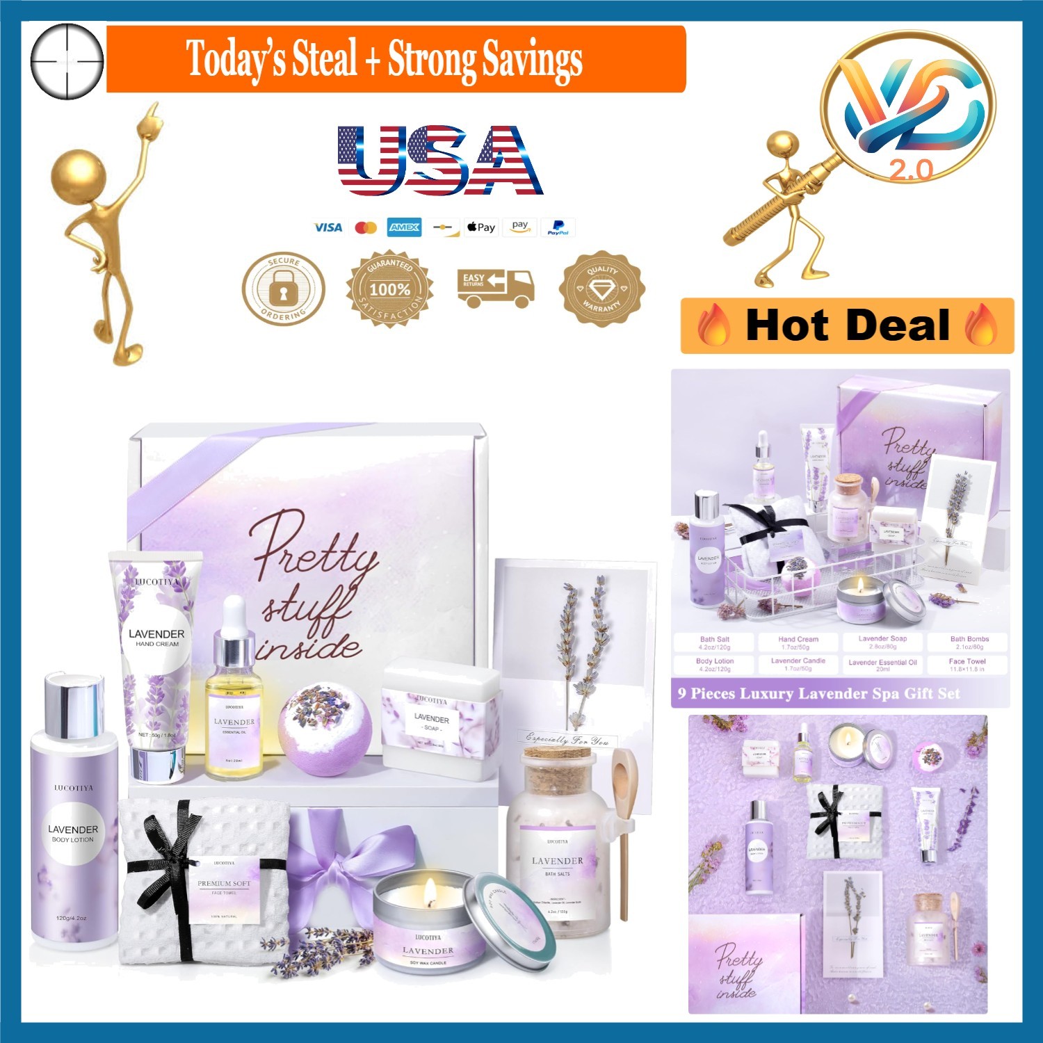 Lavender Bath and Body Gift Set for Women Spa Gifts Self Care Relaxation