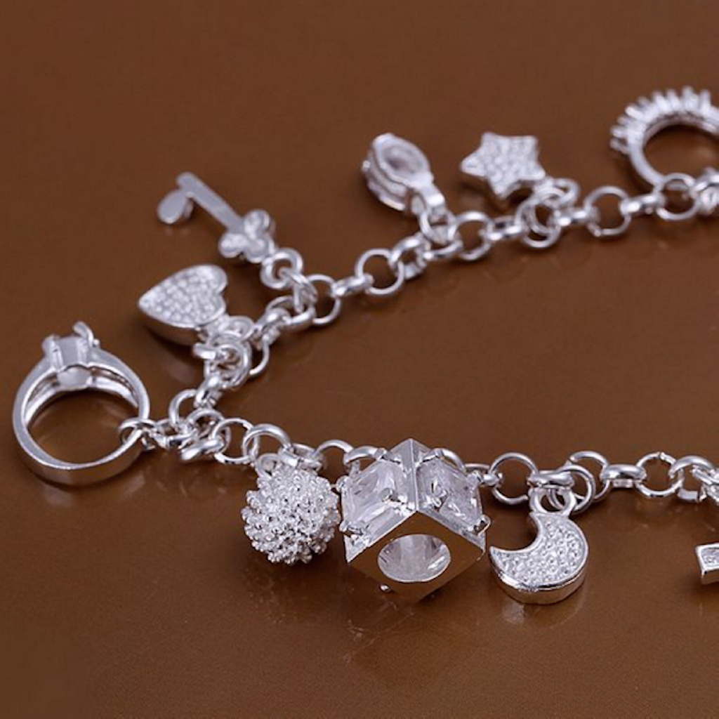 925 Sterling Silver Bracelet Good Luck Cross 8 Inches 3MM Lobster L48