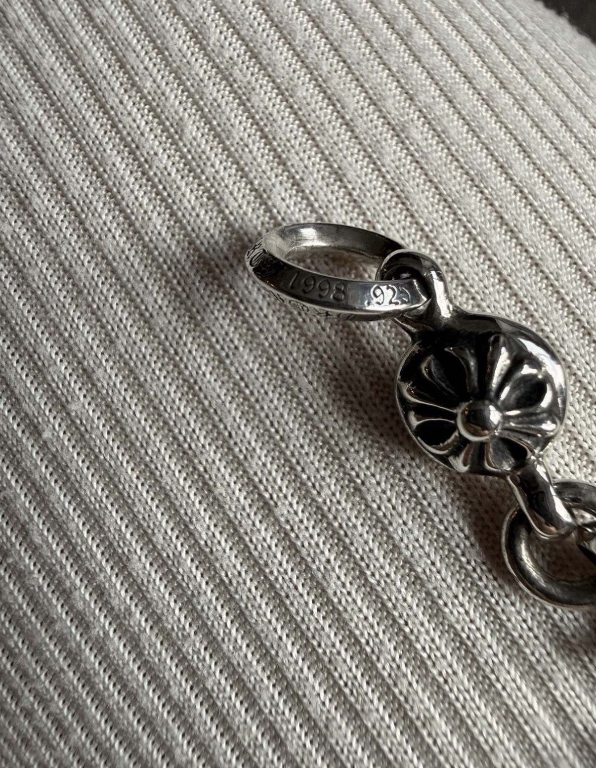 Chrome Hearts 1 Ball Tiny CH Cross Pendant + Ball Chain