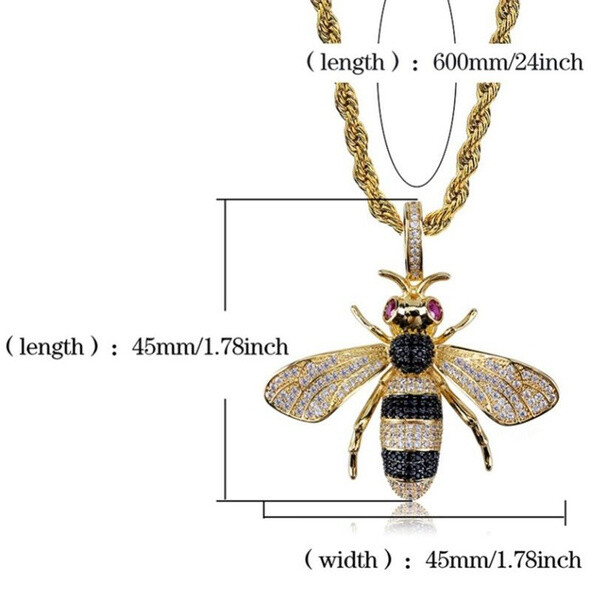 Honey Bee pendant Necklace Yellow Gold Tone Beautiful Gift with Chain