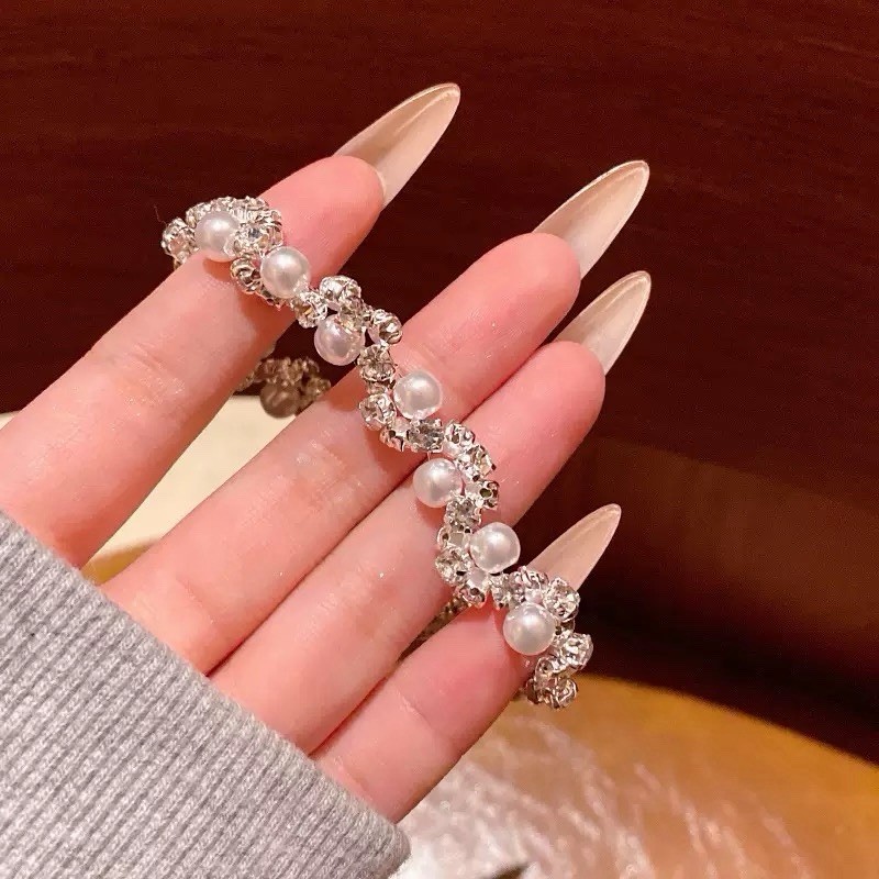 Pearl Crystal Bracelet,Bridal Bracelet,Cute Romantic Pearl Bracelet,002