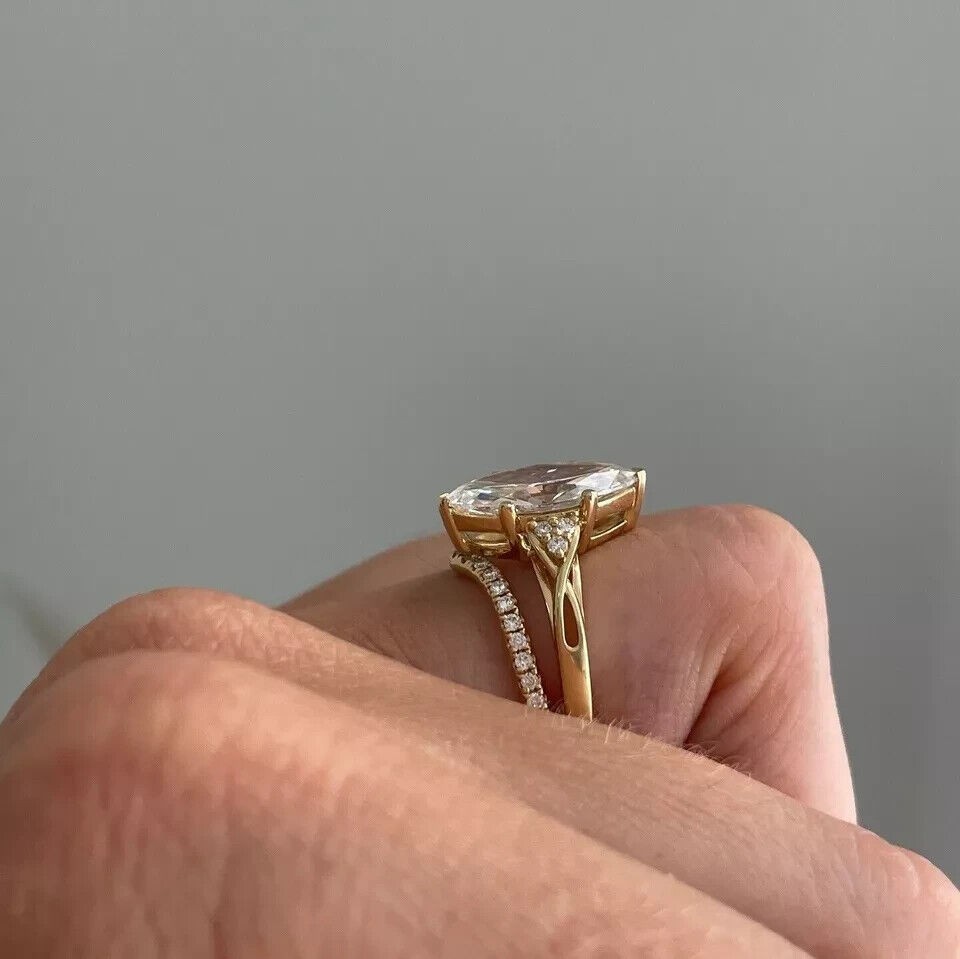 3Ct Marquise Cut Simulated Diamond Pretty Engagement Ring 14k Yellow Gold Plated