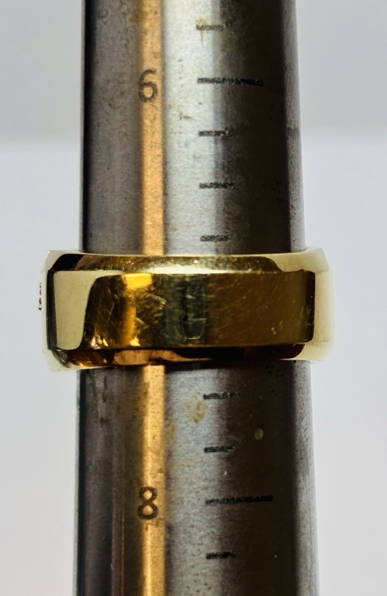 Effy 14K Gold Green Stone and Diamond Band Ring Size 7.25