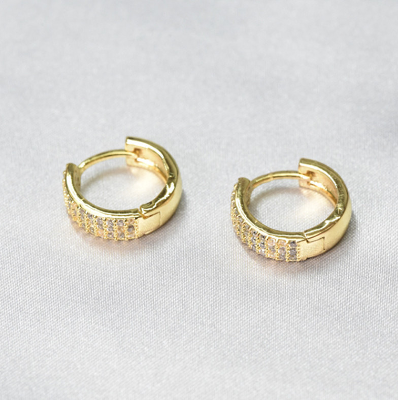 Women Men 925 Sterling Silver Plated Wide Band CZ Huggie Hoop Earrings 15mm PE29