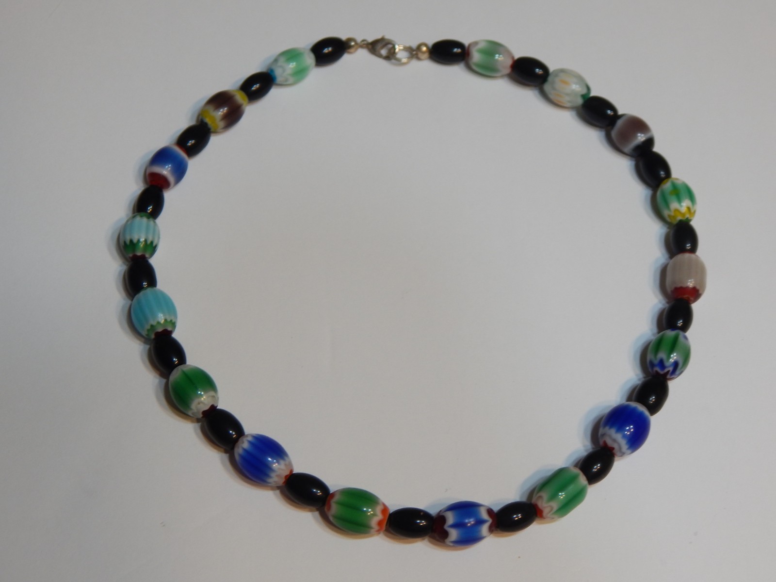 necklace 18in and black beads set multi color Chevron beads (N3)