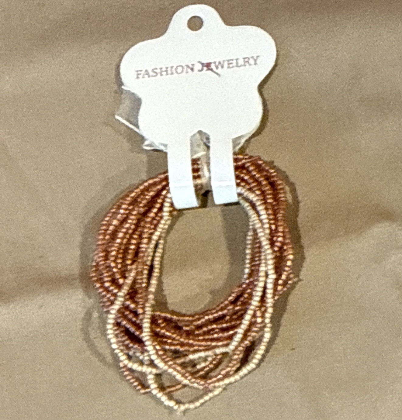 Fashion Jewelry Rose Gold & Silver Multi-Strand Beaded Stackable Bracelet