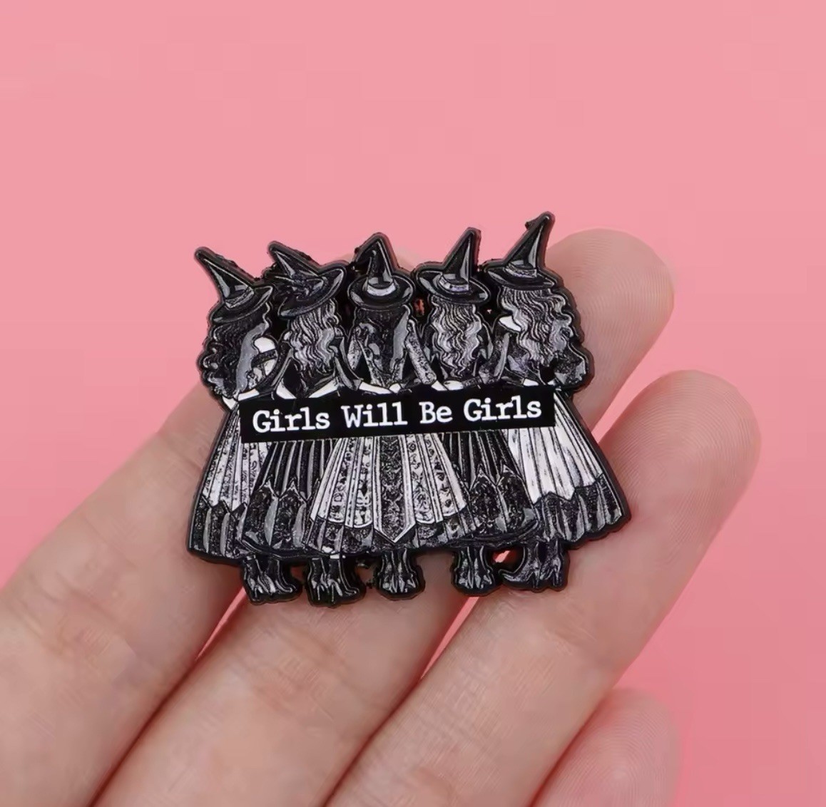 Witches Style 1pc Rubber Pin Backer Girls Will Be Girls Witchy Pin FREE SHIPPING