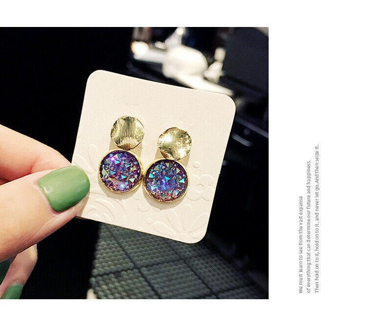 Fashion Women Girl Lady Colorful Crystal Alloy Ear Stud Earrings Jewelry