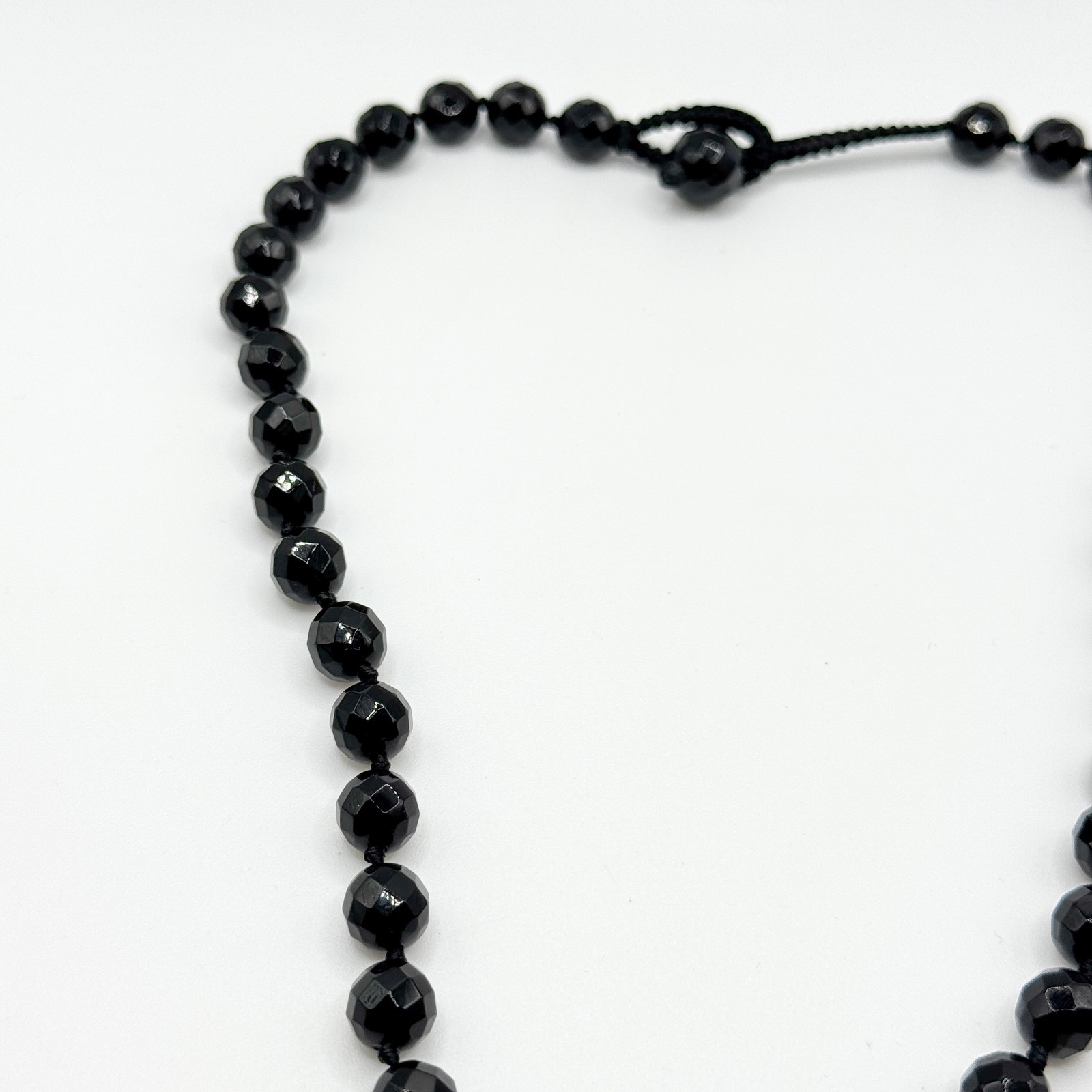 Chunky Black Faceted Glass Heart Pendant Beaded Necklace 46cm Bead Goth Gothic