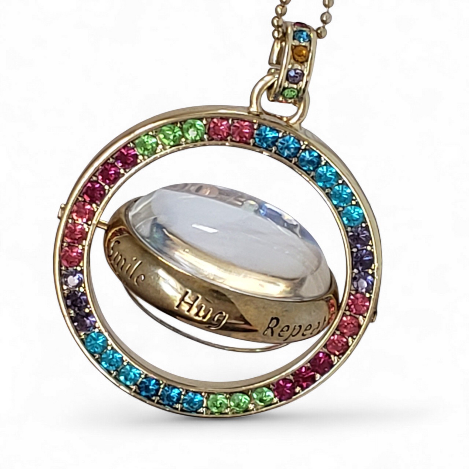 Betsey Johnson 2016 Whimsical Spinner Orb Pendant Necklace 28”
