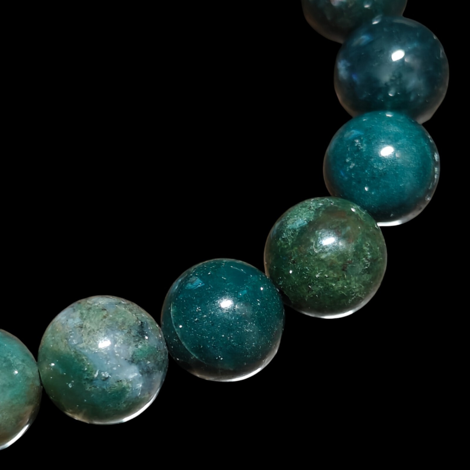 Moss Agate Bracelet Natural Stones 10mm Stretch Bead Healing Bracelet