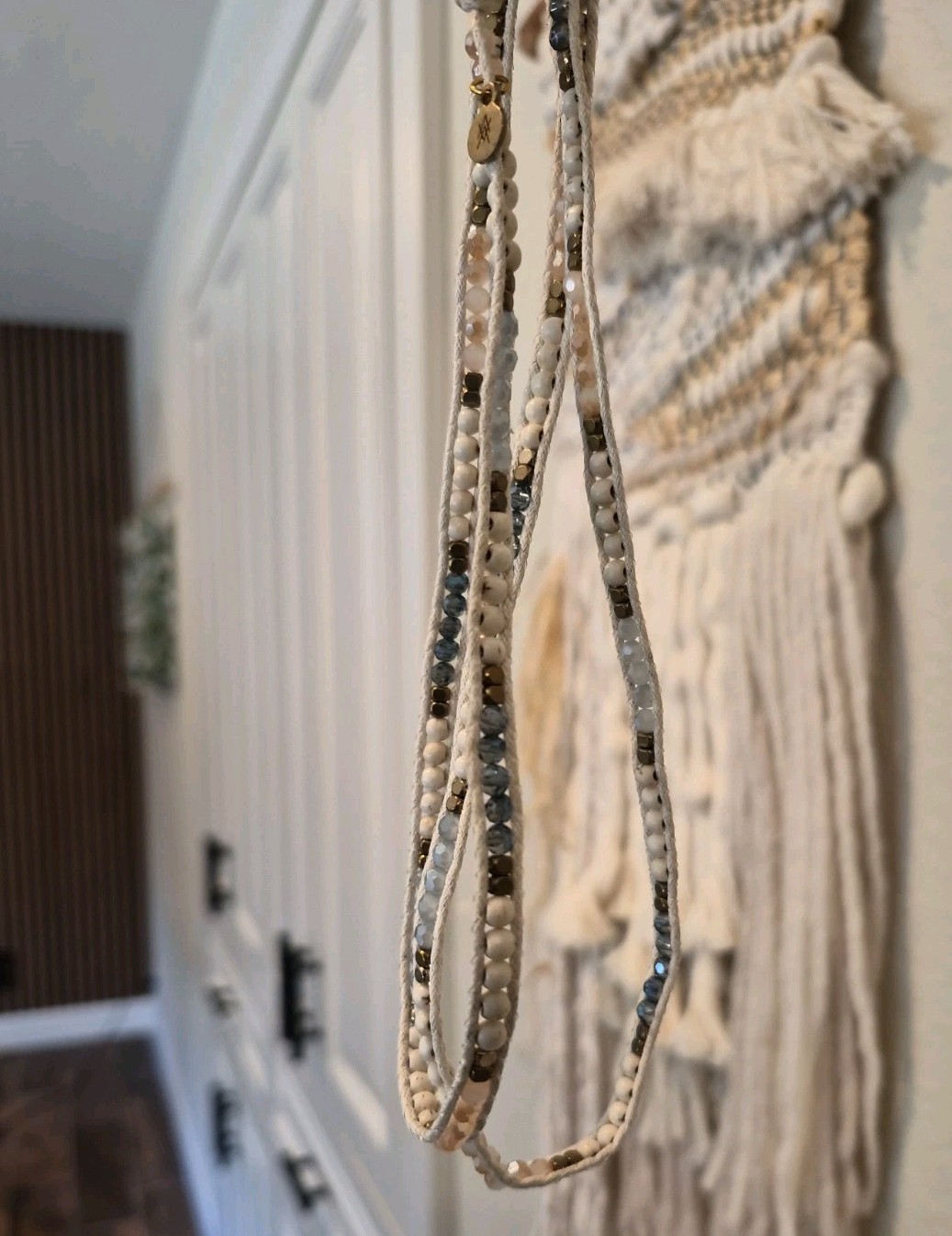 Liv Thai Boho Blue, Cream, Gold, & Gray Hues Faceted Bead Wrap Bracelet