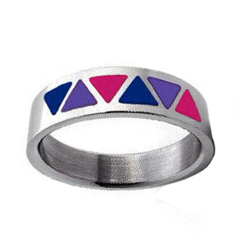 Pride Shack – Bi Pride Triangle Flag Steel Ring – Bisexual LGBT Pride Jewelry