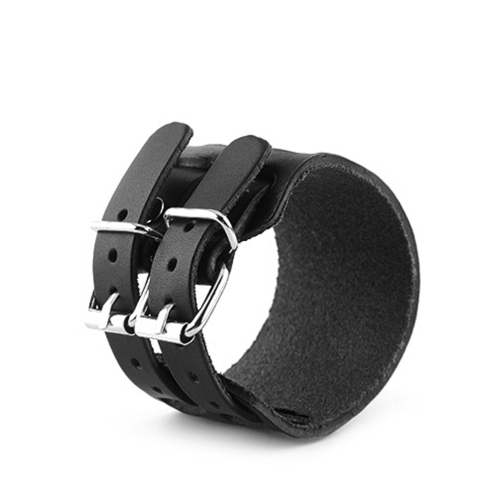 Men’s Wide Leather Belt Strap Buckle Adjustable Cuff Bangle Wristband Bracelet