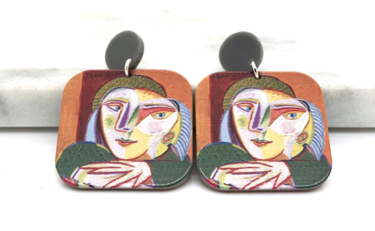 New “Picasso” Earrings Rendition Painting Miniature