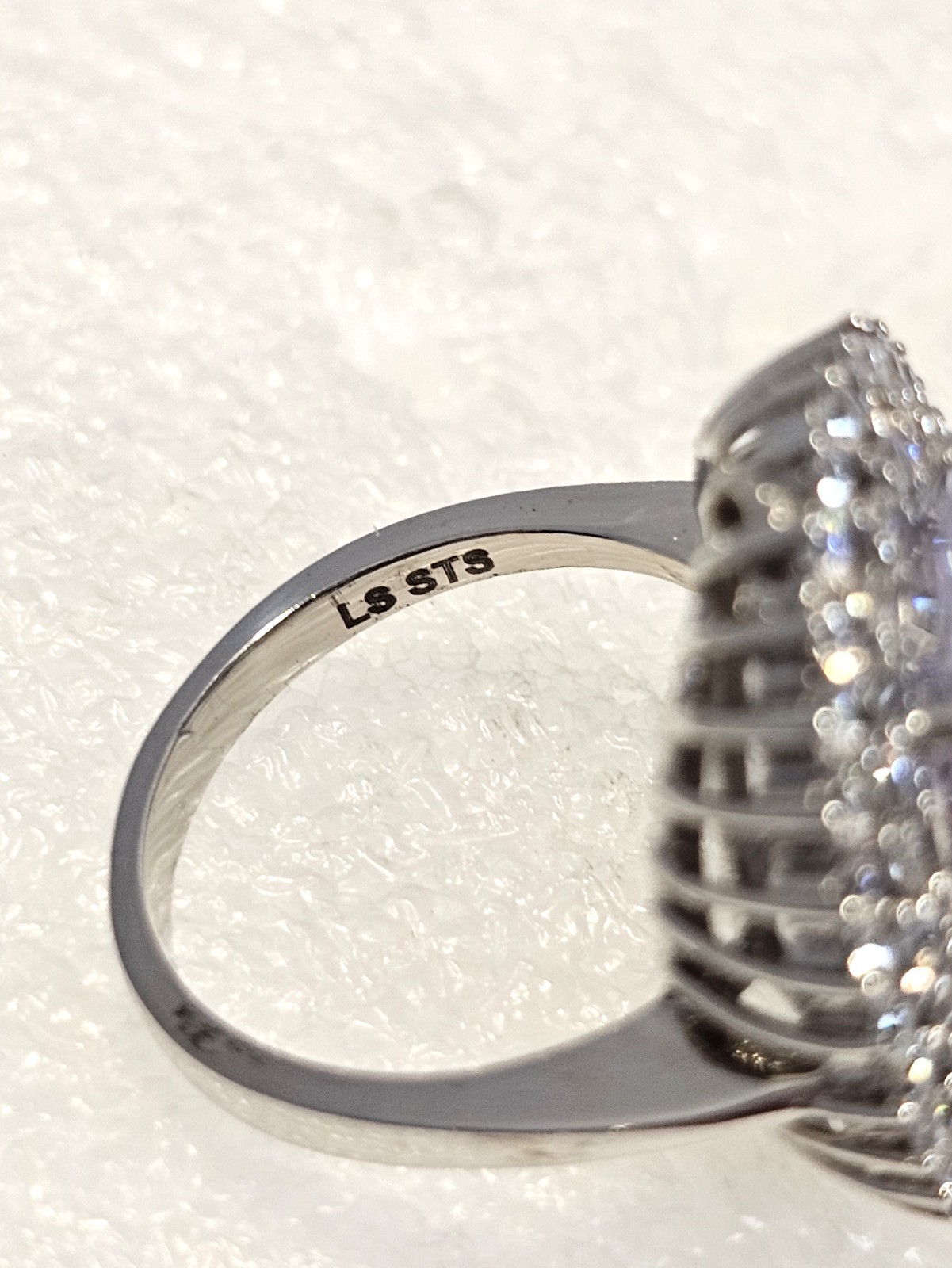 Lustro Stella sterling silver CZ cocktail ring sz 6 in box