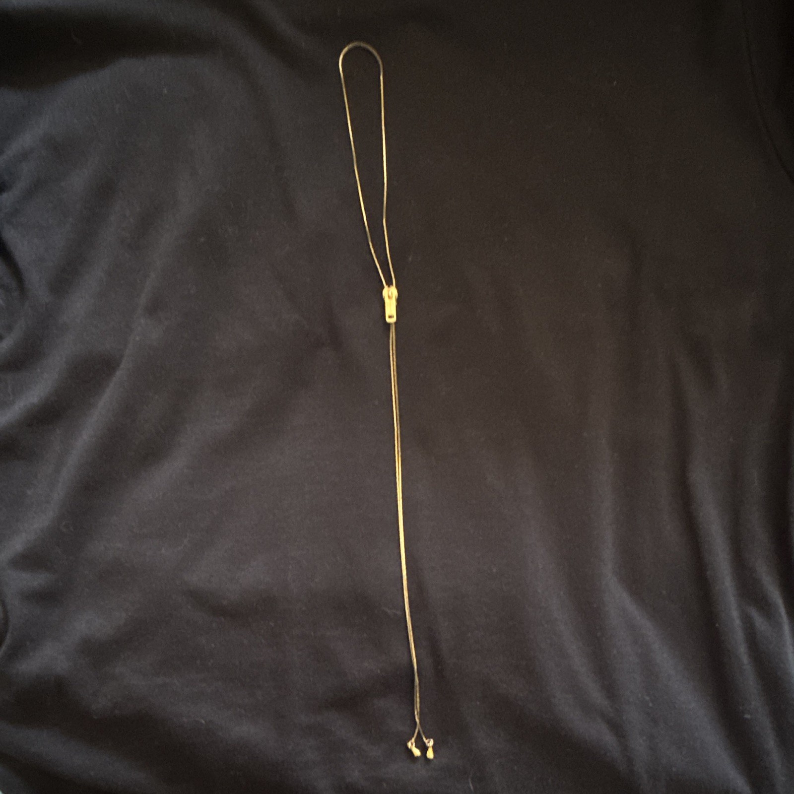 Gold Tone Adjustable Slide Snake Chain Lariat Y-Drop Necklace No Stone