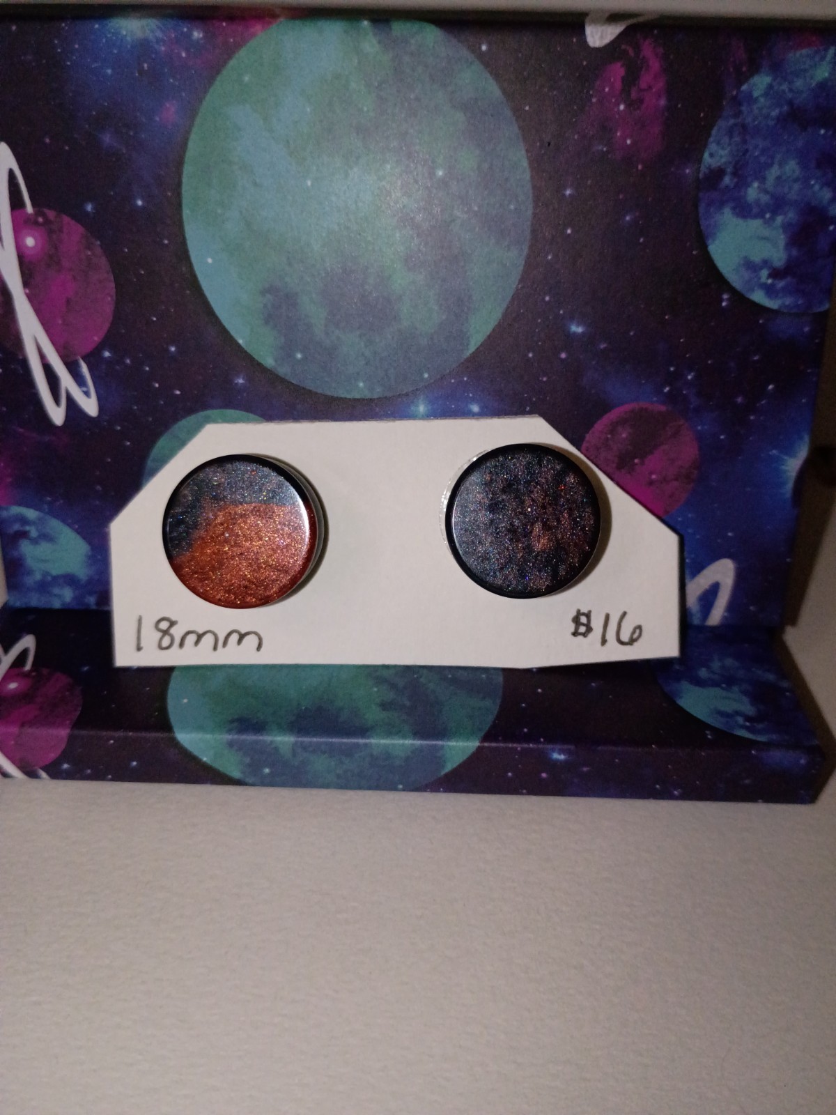 18mm Handmade Deep Blue & Rust Gemstone Effect Resin | Mica Marble Ear Plugs