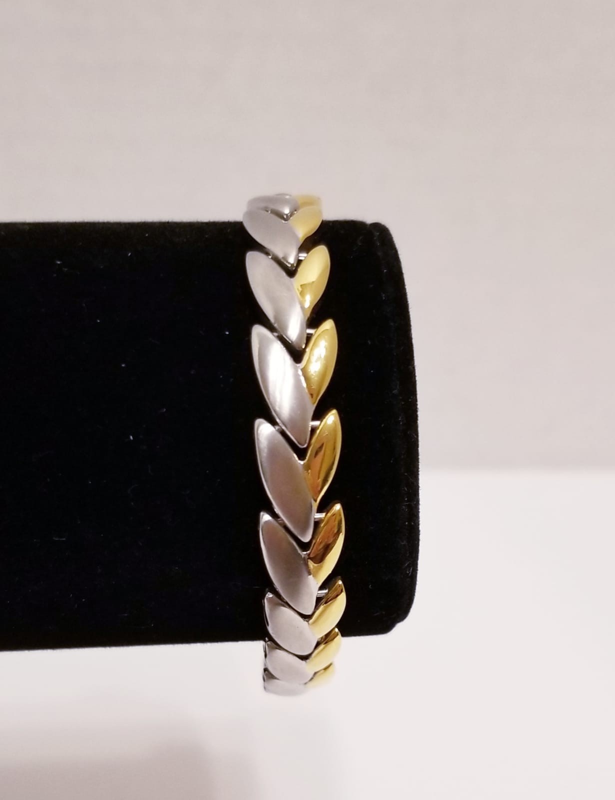 Jewelry women white / rose gold plated 316L Two-Tone bracelet (leaf pattern)