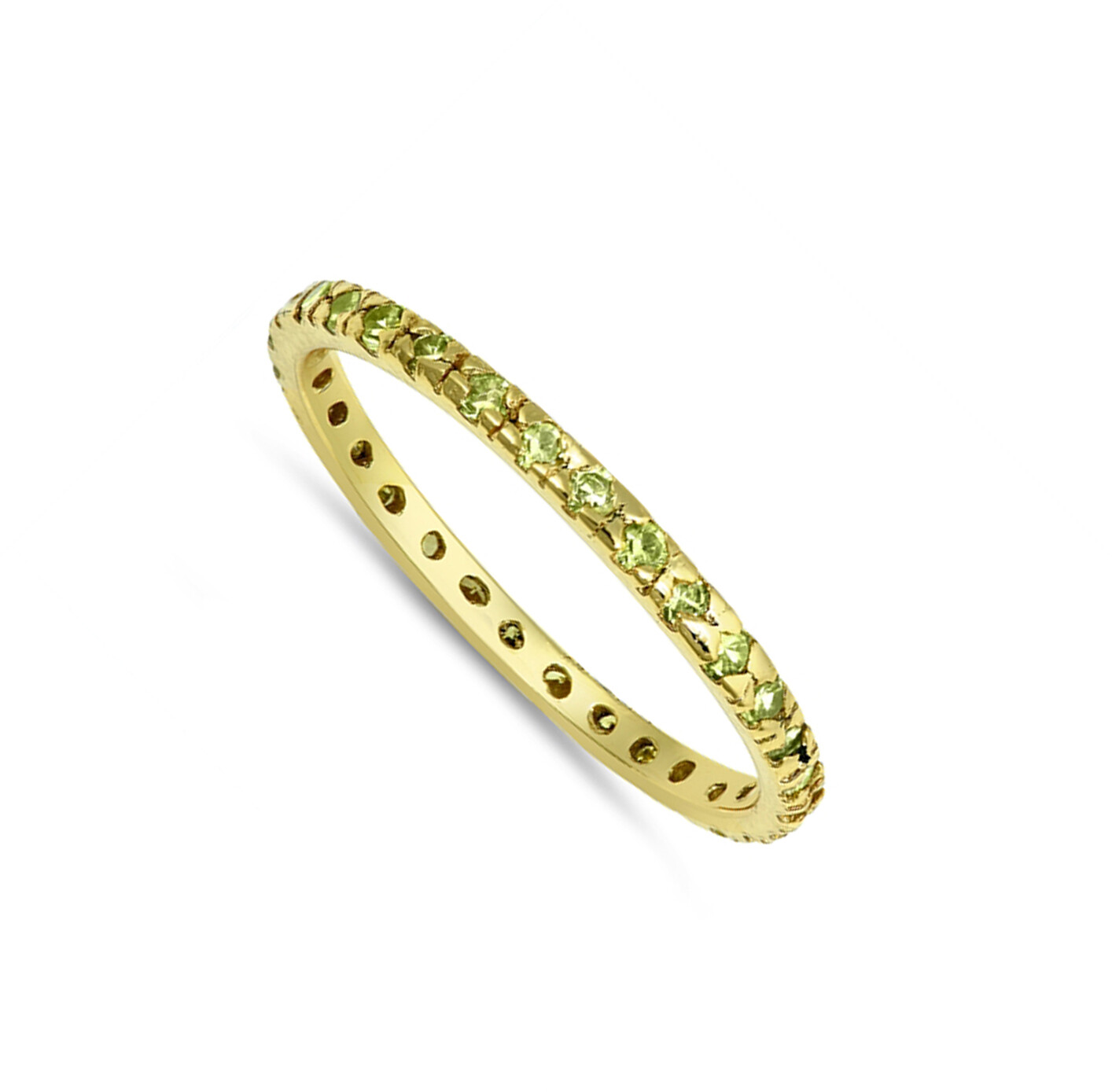 Olivine CZ Gold Plated Eternity Stacking Ring Sterling Silver Band Sizes 4-10