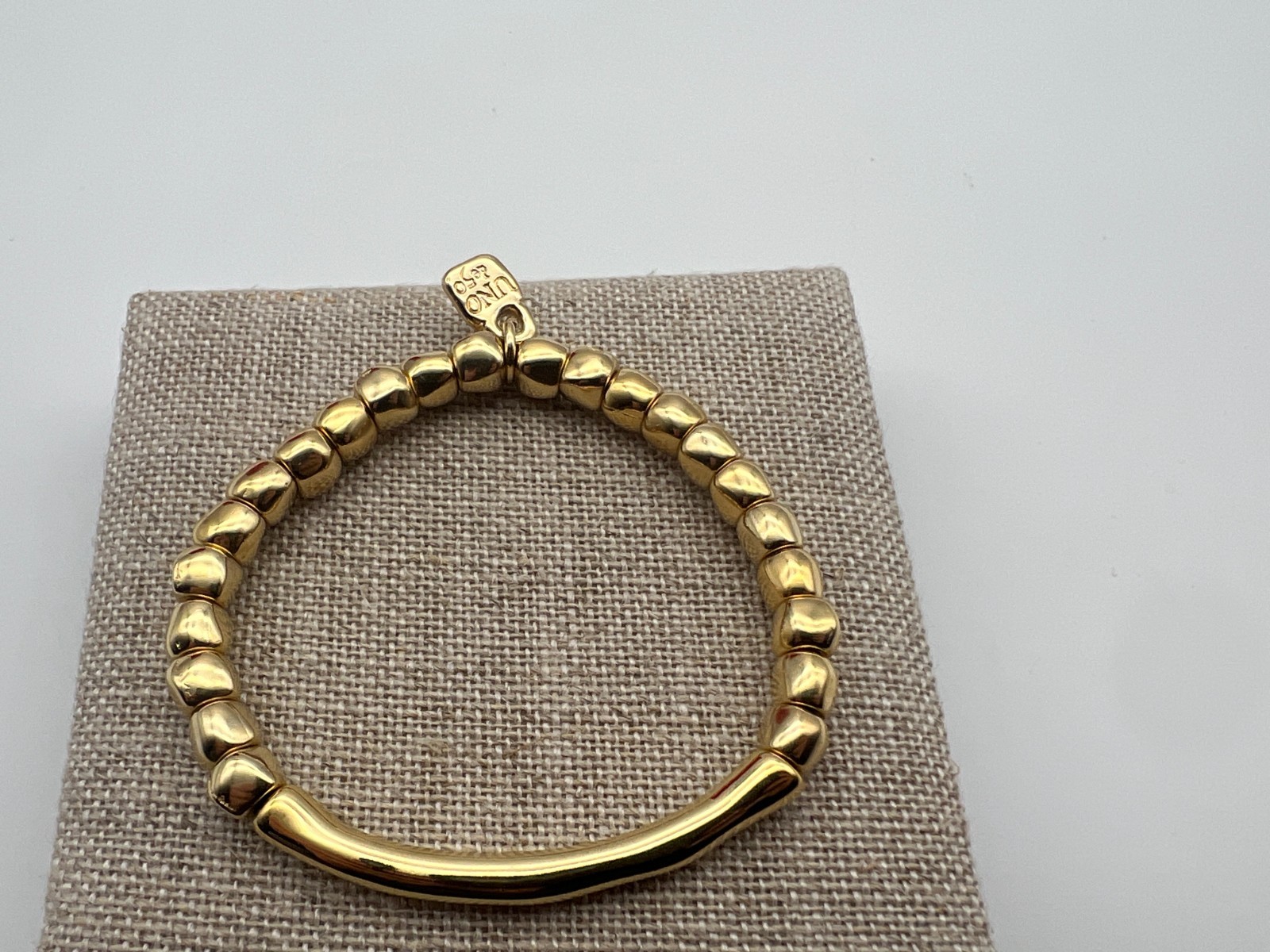 NEW Uno de 50 JOURNEY 18K Gold Plated Stretch Bracelet Tubular Piece Medium