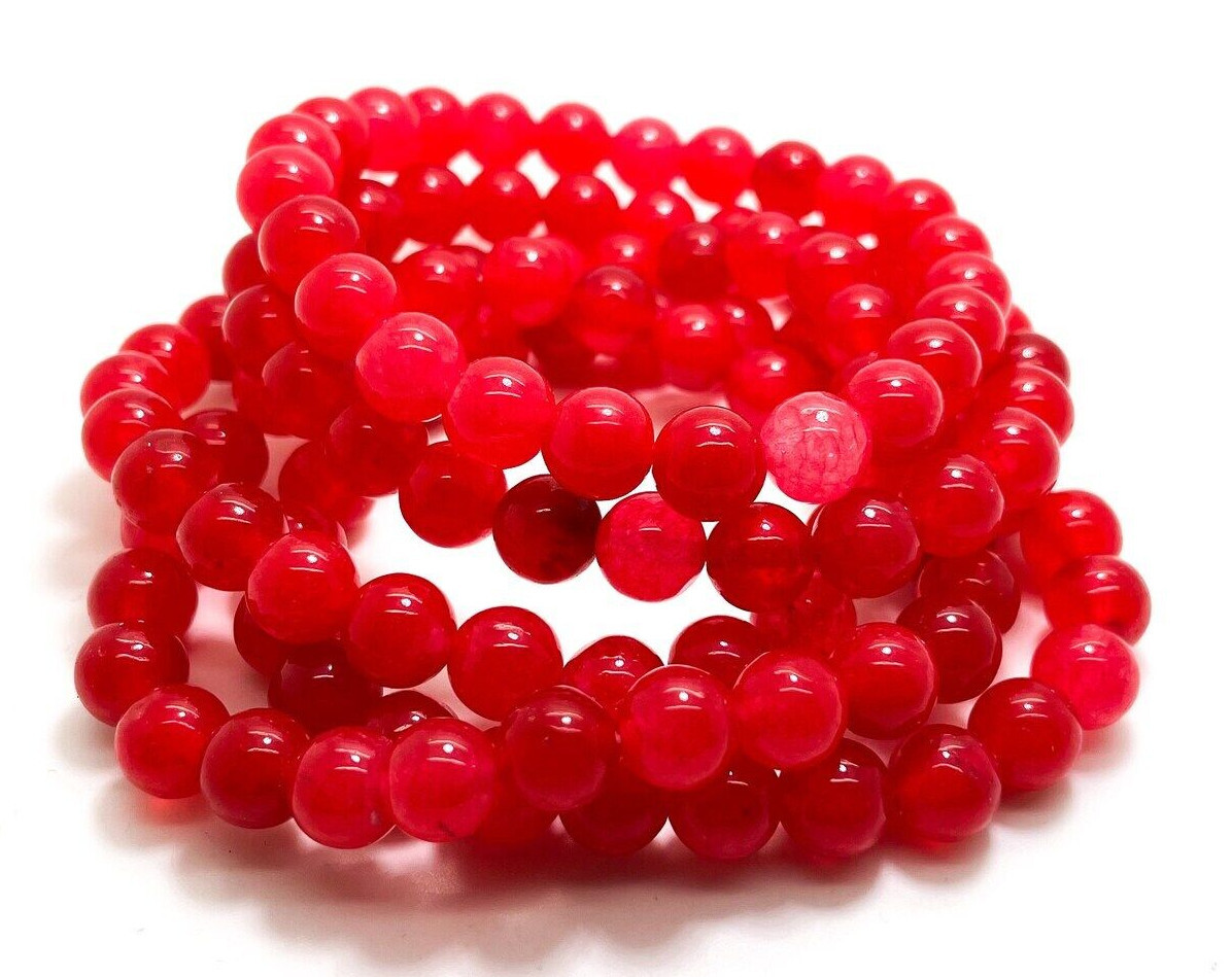 1PC x Handmade Fashion Gemstone Beaded Bracelet (Hot Pink Jade)