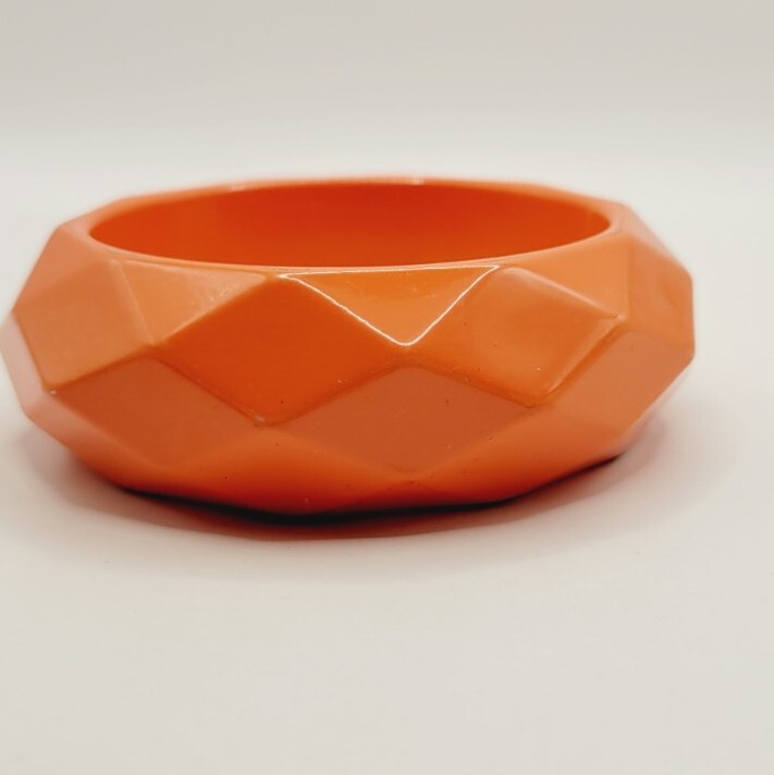 M. Haskell Faceted BANGLE Bracelet ORANGE Slip On Faceted Vintage Jewelry